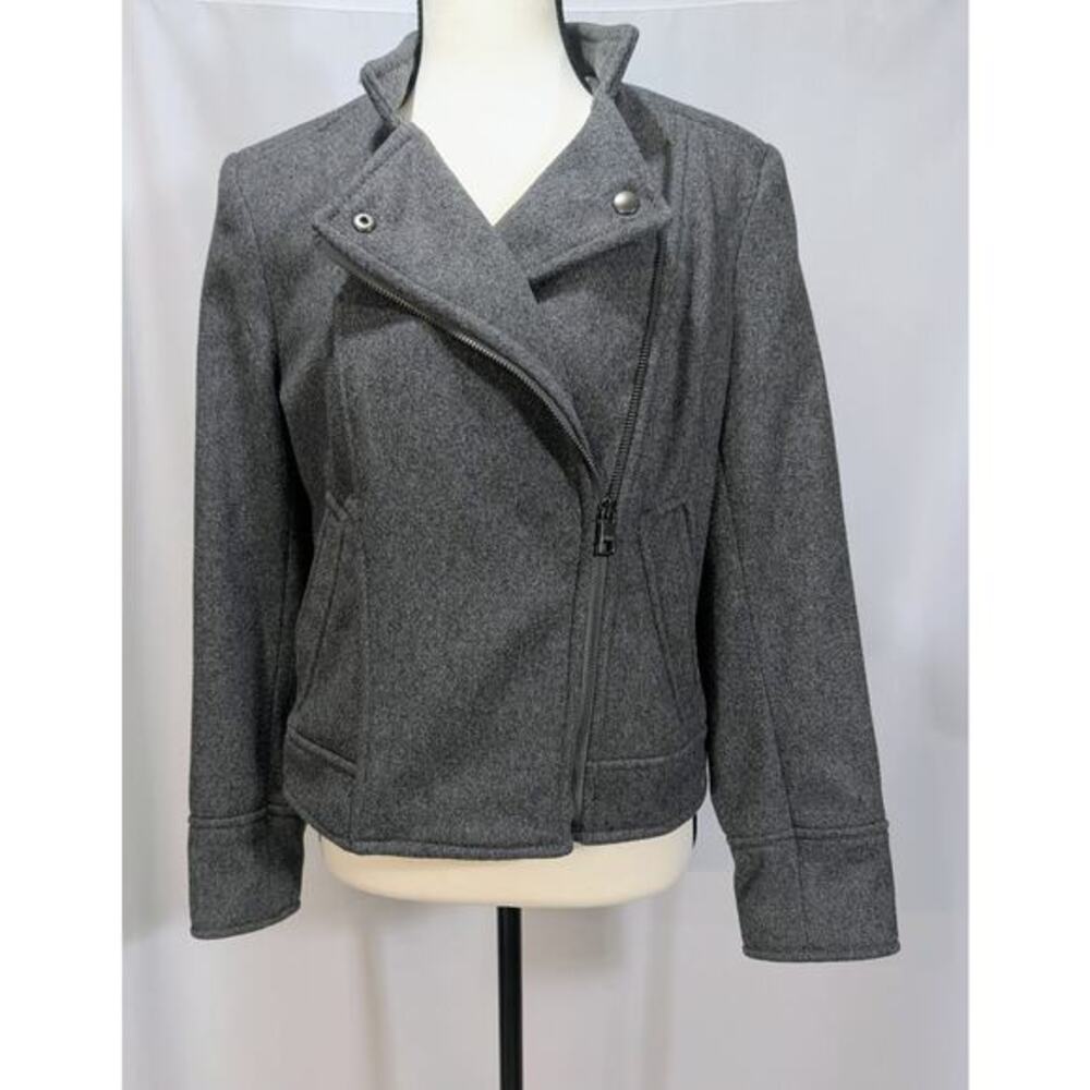 Banana Republic Italian Wool Moto Jacket Gray XS Mario Bellucci Excellent Cond